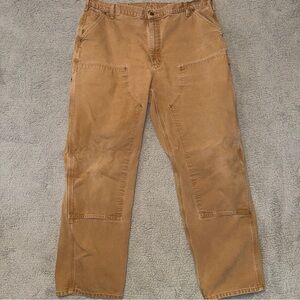 Carhartt Double Knee Carpenter Pants Mens Sz 40x32 B136-BRN Duck Canvas Loose